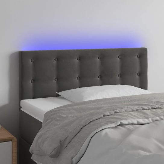 vidaXL Zagłówek do łóżka z LED, ciemnoszary, 80x5x78/88 cm, aksamit vidaXL