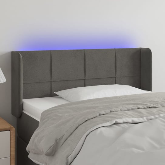 vidaXL Zagłówek do łóżka z LED, ciemnoszary, 83x16x78/88 cm, aksamit vidaXL