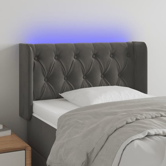 vidaXL Zagłówek do łóżka z LED, ciemnoszary, 83x16x78/88 cm, aksamit vidaXL