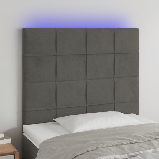 vidaXL Zagłówek do łóżka z LED, ciemnoszary, 90x5x118/128 cm, aksamit vidaXL