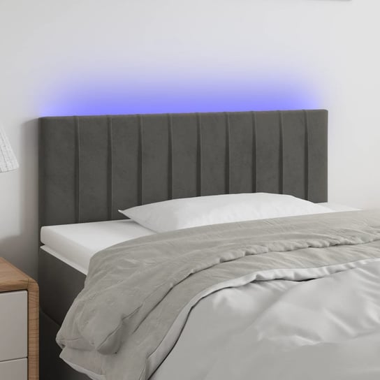 vidaXL Zagłówek do łóżka z LED, ciemnoszary, 90x5x78/88 cm, aksamit vidaXL