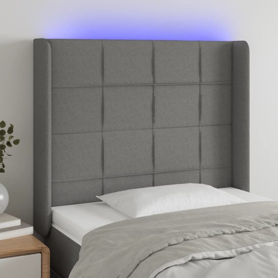 vidaXL Zagłówek do łóżka z LED, ciemnoszary, 93x16x118/128 cm, tkanina vidaXL