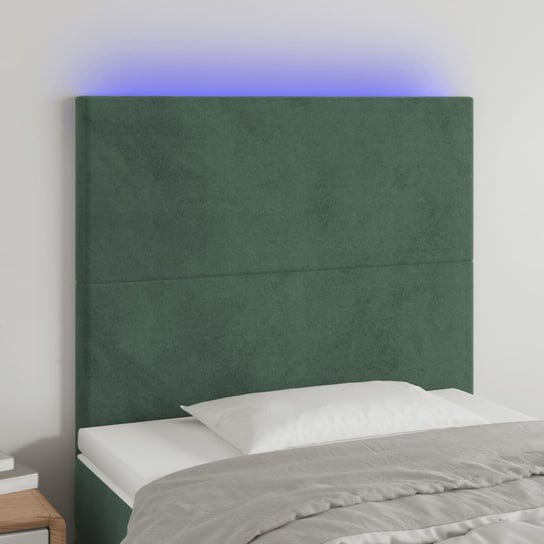 vidaXL Zagłówek do łóżka z LED, ciemnozielony, 100x5x118/128 cm vidaXL