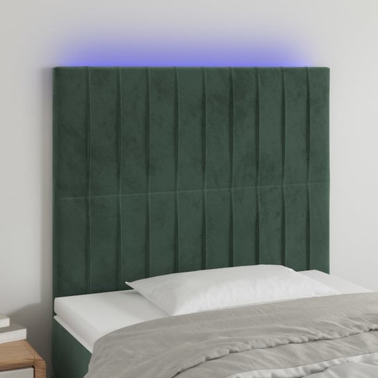 vidaXL Zagłówek do łóżka z LED, ciemnozielony, 100x5x118/128 cm vidaXL
