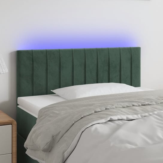 vidaXL Zagłówek do łóżka z LED, ciemnozielony, 100x5x78/88 cm, aksamit vidaXL