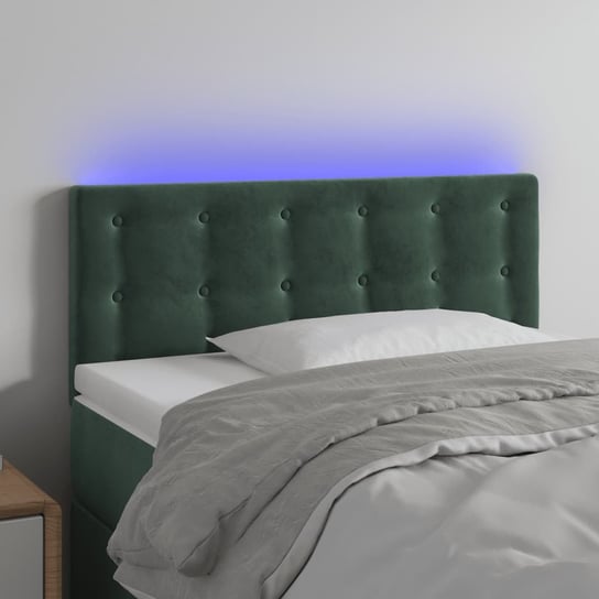 vidaXL Zagłówek do łóżka z LED, ciemnozielony, 100x5x78/88 cm, aksamit vidaXL