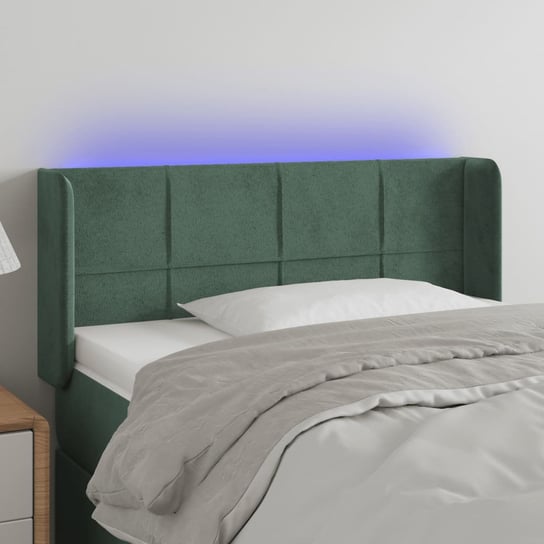vidaXL Zagłówek do łóżka z LED, ciemnozielony, 103x16x78/88cm, aksamit vidaXL