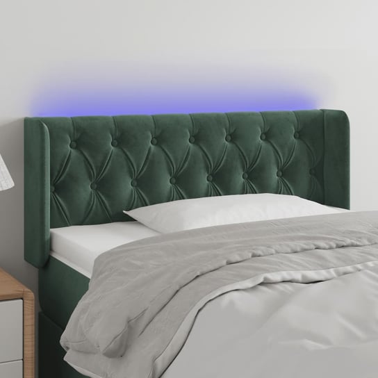 vidaXL Zagłówek do łóżka z LED, ciemnozielony, 103x16x78/88cm, aksamit vidaXL