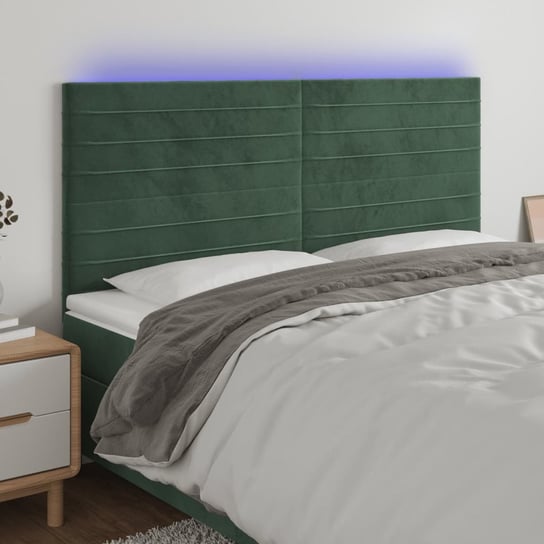 vidaXL Zagłówek do łóżka z LED, ciemnozielony, 160x5x118/128 cm vidaXL