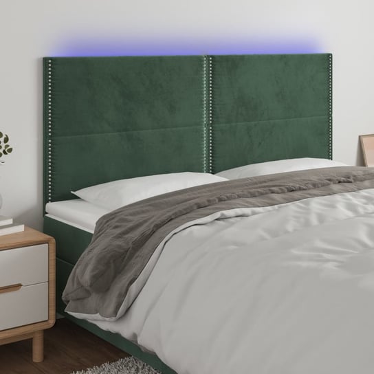 vidaXL Zagłówek do łóżka z LED, ciemnozielony, 160x5x118/128 cm vidaXL