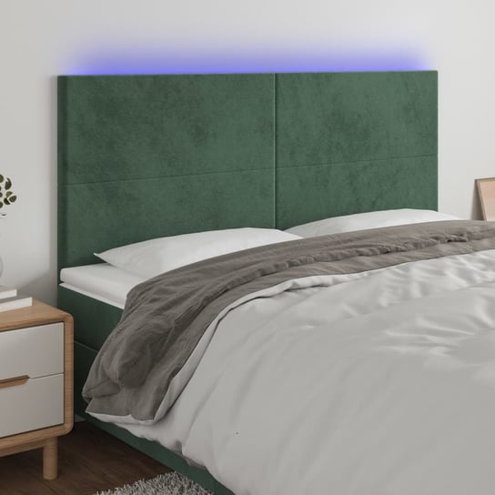 vidaXL Zagłówek do łóżka z LED, ciemnozielony, 180x5x118/128 cm vidaXL