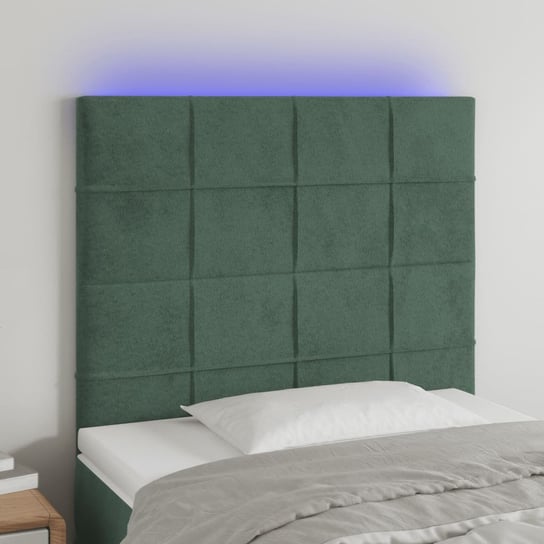 vidaXL Zagłówek do łóżka z LED, ciemnozielony, 80x5x118/128cm, aksamit vidaXL