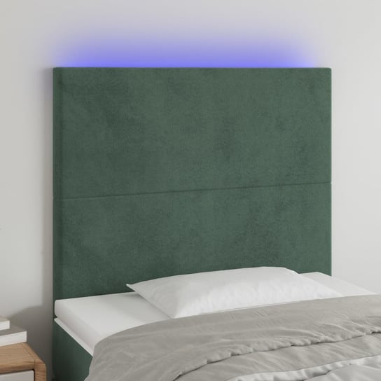 vidaXL Zagłówek do łóżka z LED, ciemnozielony, 80x5x118/128cm, aksamit vidaXL