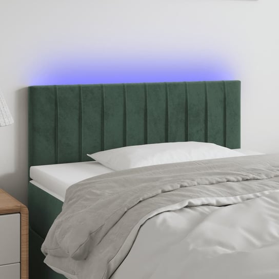 vidaXL Zagłówek do łóżka z LED, ciemnozielony, 80x5x78/88 cm, aksamit vidaXL