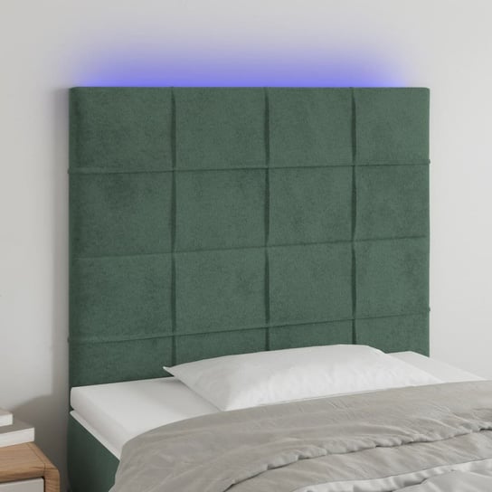 vidaXL Zagłówek do łóżka z LED, ciemnozielony, 90x5x118/128cm, aksamit vidaXL