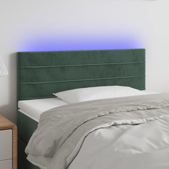 vidaXL Zagłówek do łóżka z LED, ciemnozielony, 90x5x78/88 cm, aksamit vidaXL