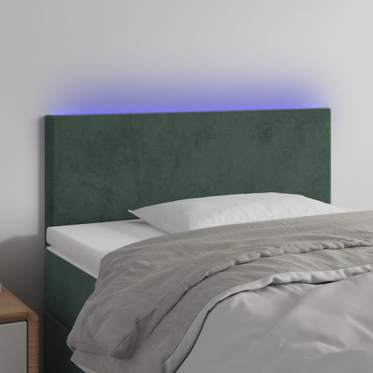 vidaXL Zagłówek do łóżka z LED, ciemnozielony, 90x5x78/88 cm, aksamit vidaXL