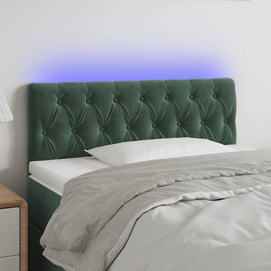 vidaXL Zagłówek do łóżka z LED, ciemnozielony, 90x7x78/88 cm, aksamit vidaXL