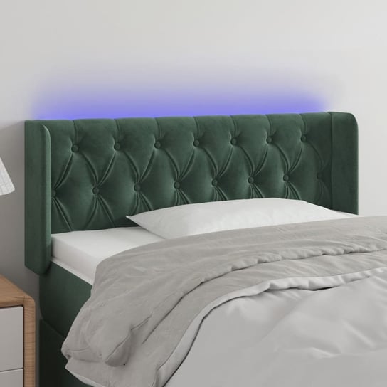 vidaXL Zagłówek do łóżka z LED, ciemnozielony, 93x16x78/88 cm, aksamit vidaXL