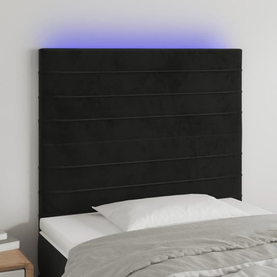 vidaXL Zagłówek do łóżka z LED, czarny, 100x5x118/128 cm, aksamit vidaXL