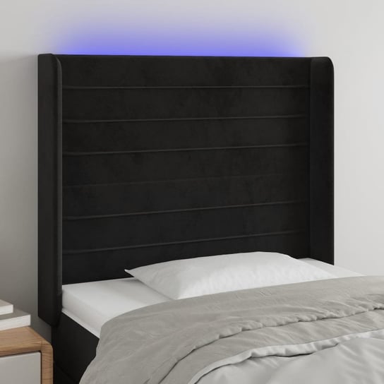 vidaXL Zagłówek do łóżka z LED, czarny, 103x16x118/128 cm, aksamit vidaXL