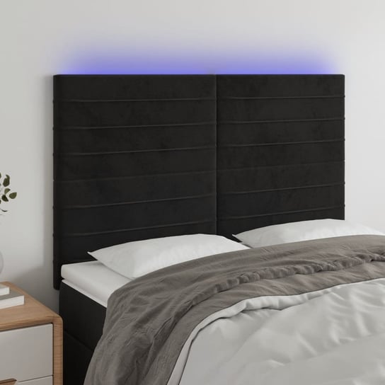 vidaXL Zagłówek do łóżka z LED, czarny, 144x5x118/128 cm, aksamit vidaXL