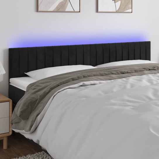 vidaXL Zagłówek do łóżka z LED, czarny, 160x5x78/88 cm, aksamit vidaXL