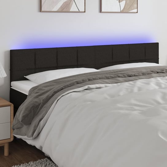 vidaXL Zagłówek do łóżka z LED, czarny, 160x5x78/88 cm, tkanina vidaXL
