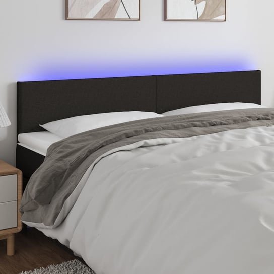 vidaXL Zagłówek do łóżka z LED, czarny, 160x5x78/88 cm, tkanina vidaXL