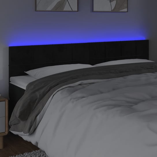 vidaXL Zagłówek do łóżka z LED, czarny, 180x5x78/88 cm, aksamit vidaXL