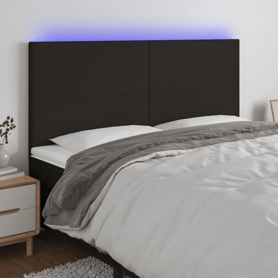 vidaXL Zagłówek do łóżka z LED, czarny, 200x5x118/128 cm, tkanina vidaXL