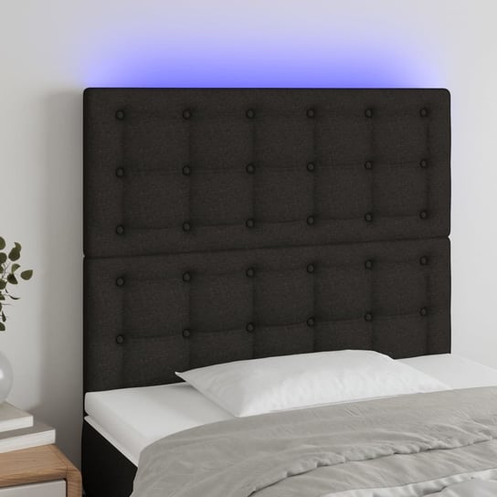vidaXL Zagłówek do łóżka z LED, czarny, 80x5x118/128 cm, tkanina vidaXL