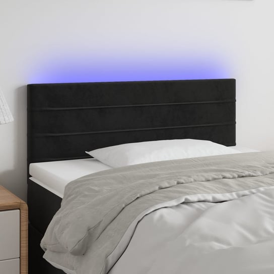 vidaXL Zagłówek do łóżka z LED, czarny, 80x5x78/88 cm, aksamit vidaXL
