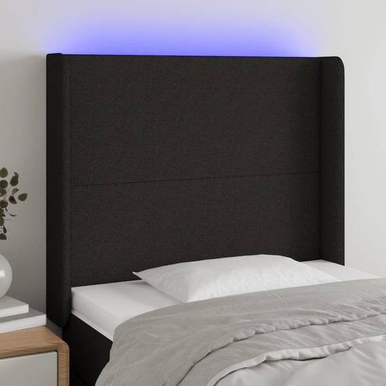 vidaXL Zagłówek do łóżka z LED, czarny, 83x16x118/128 cm, tkanina vidaXL