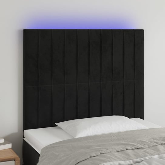 vidaXL Zagłówek do łóżka z LED, czarny, 90x5x118/128 cm, aksamit vidaXL