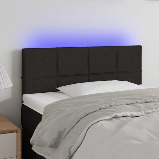 vidaXL Zagłówek do łóżka z LED, czarny, 90x5x78/88 cm, tkanina vidaXL