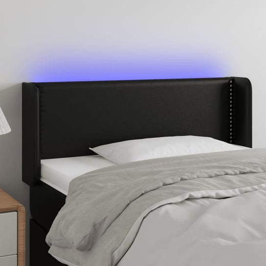 vidaXL Zagłówek do łóżka z LED, czarny, 93x16x78/88 cm, sztuczna skóra vidaXL