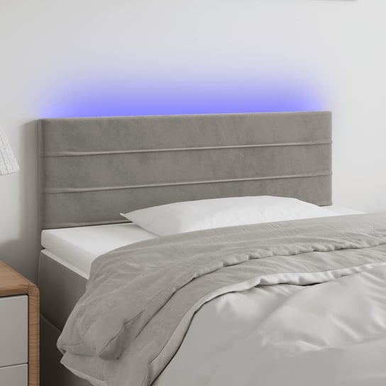 vidaXL Zagłówek do łóżka z LED, jasnoszary, 100x5x78/88 cm, aksamit vidaXL