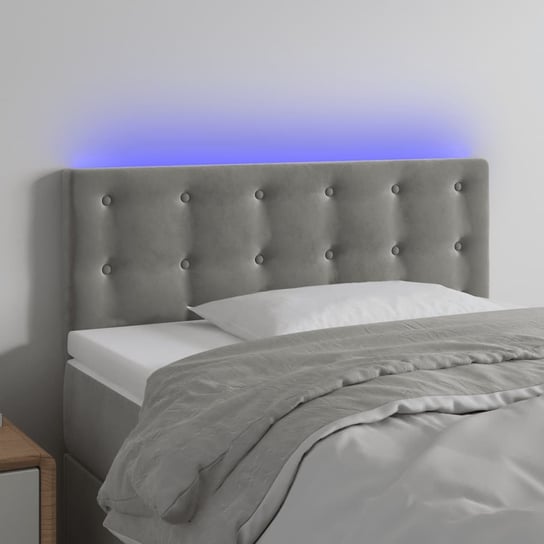 vidaXL Zagłówek do łóżka z LED, jasnoszary, 100x5x78/88 cm, aksamit vidaXL