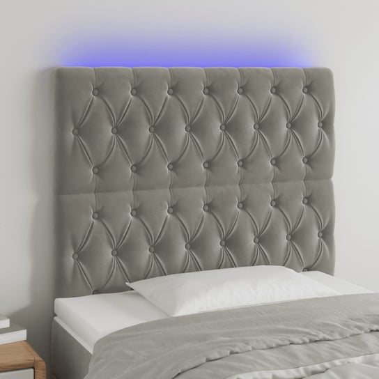 vidaXL Zagłówek do łóżka z LED, jasnoszary, 100x7x118/128 cm, aksamit vidaXL