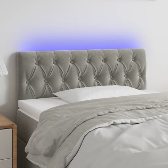 vidaXL Zagłówek do łóżka z LED, jasnoszary, 100x7x78/88 cm, aksamit vidaXL