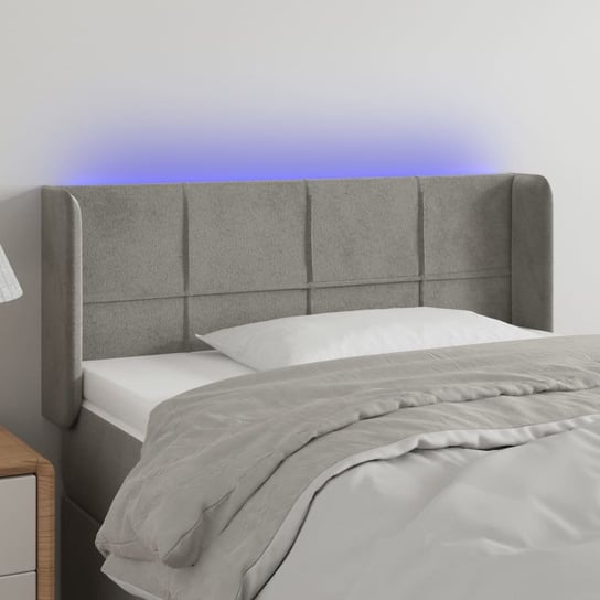 vidaXL Zagłówek do łóżka z LED, jasnoszary, 103x16x78/88 cm, aksamit vidaXL
