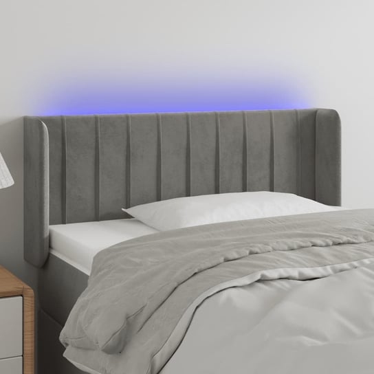 vidaXL Zagłówek do łóżka z LED, jasnoszary, 103x16x78/88 cm, aksamit vidaXL