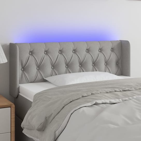 vidaXL Zagłówek do łóżka z LED, jasnoszary, 103x16x78/88 cm, tkanina vidaXL