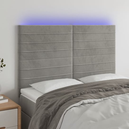 vidaXL Zagłówek do łóżka z LED, jasnoszary, 144x5x118/128 cm, aksamit vidaXL