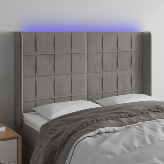 vidaXL Zagłówek do łóżka z LED, jasnoszary, 147x16x118/128 cm, aksamit vidaXL