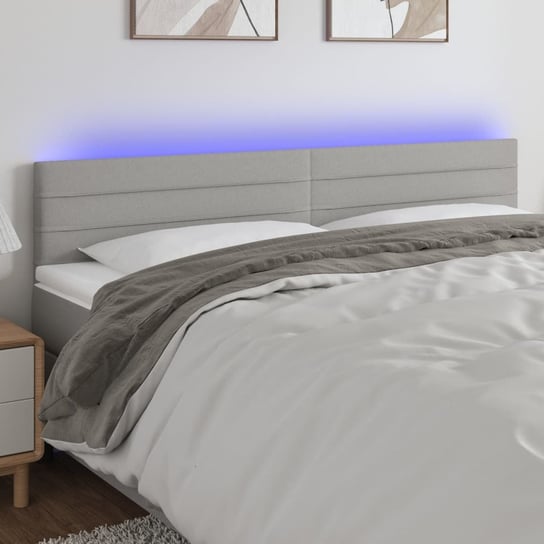 vidaXL Zagłówek do łóżka z LED, jasnoszary, 160x5x78/88 cm, tkanina vidaXL