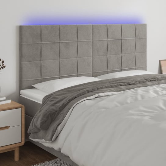 vidaXL Zagłówek do łóżka z LED, jasnoszary, 180x5x118/128 cm, aksamit vidaXL