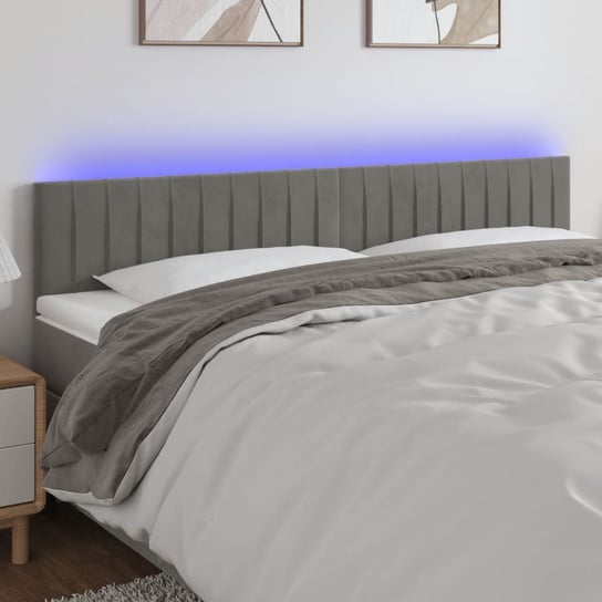 vidaXL Zagłówek do łóżka z LED, jasnoszary, 180x5x78/88 cm, aksamit vidaXL