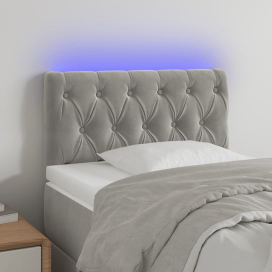 vidaXL Zagłówek do łóżka z LED, jasnoszary, 80x7x78/88 cm, aksamit vidaXL